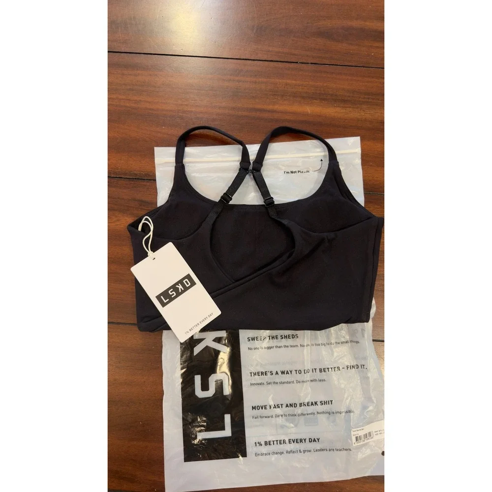 LSKD Twist Sports Bra Black Adjustable Straps Women's Size XS NWT NEW